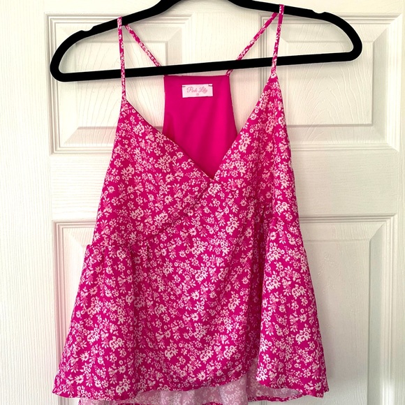 Pink lily, pink floral top, size medium. New** - Picture 1 of 5